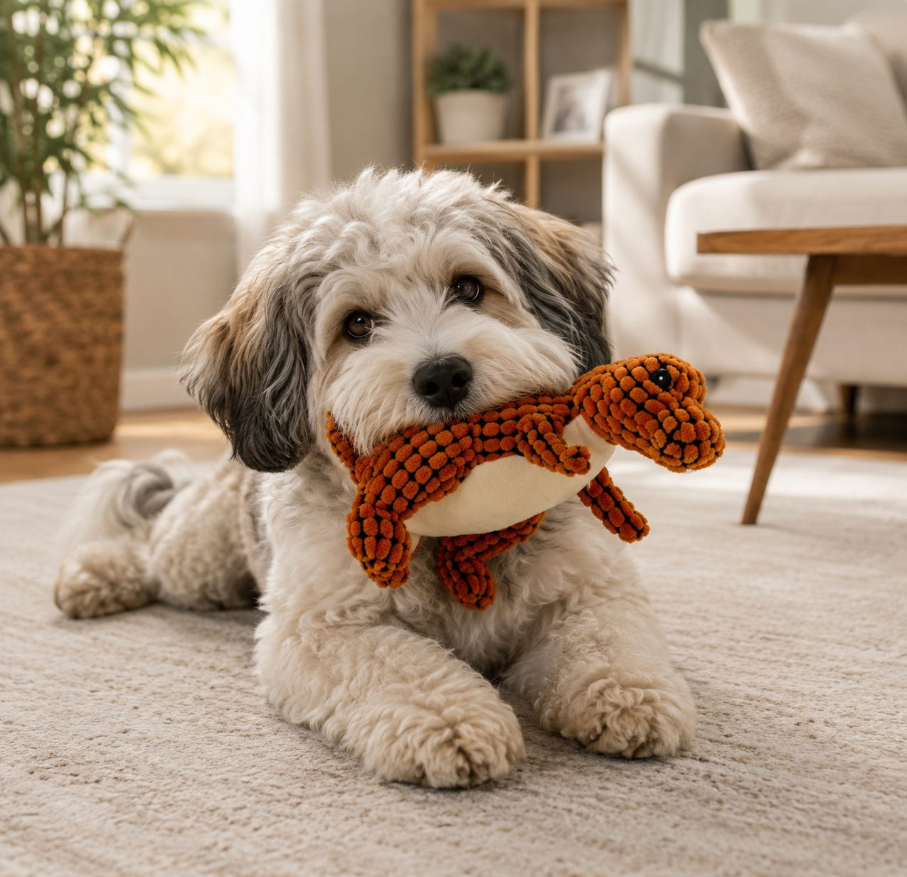 Interactive Plush Dinosaur Dog Toy | Squeaky Chew Toy - Image 6