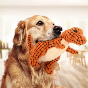 Interactive Plush Dinosaur Dog Toy | Squeaky Chew Toy